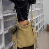 Vintage Punk Grunge Y2k Aesthetic Underarm Bag Korean High-capacity Casual Crossbody Bags Streetwear Shoulder Handbags